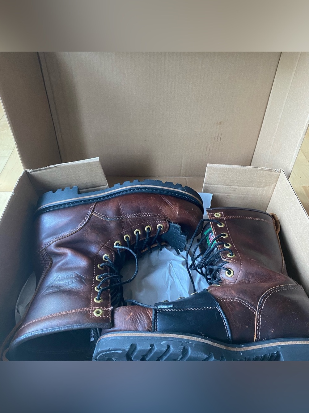 Canada West Lineman / Climber Brown Leather Boots. # 34316 - Excellent Condition